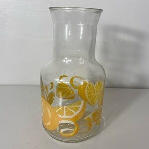 Vintage Glass Pitcher Lemonade Lemon 🍋 Design Clear Glass Citrus Fruit Design